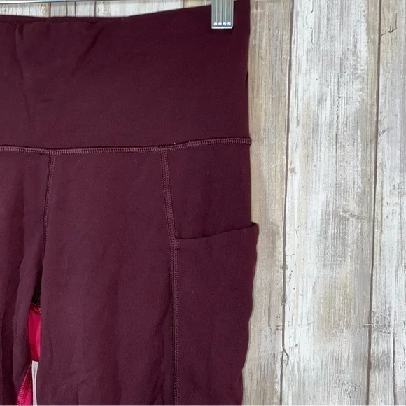 Athleta Maroon & Red High Rise 3/4 Length Leggings - Picture 2 of 6